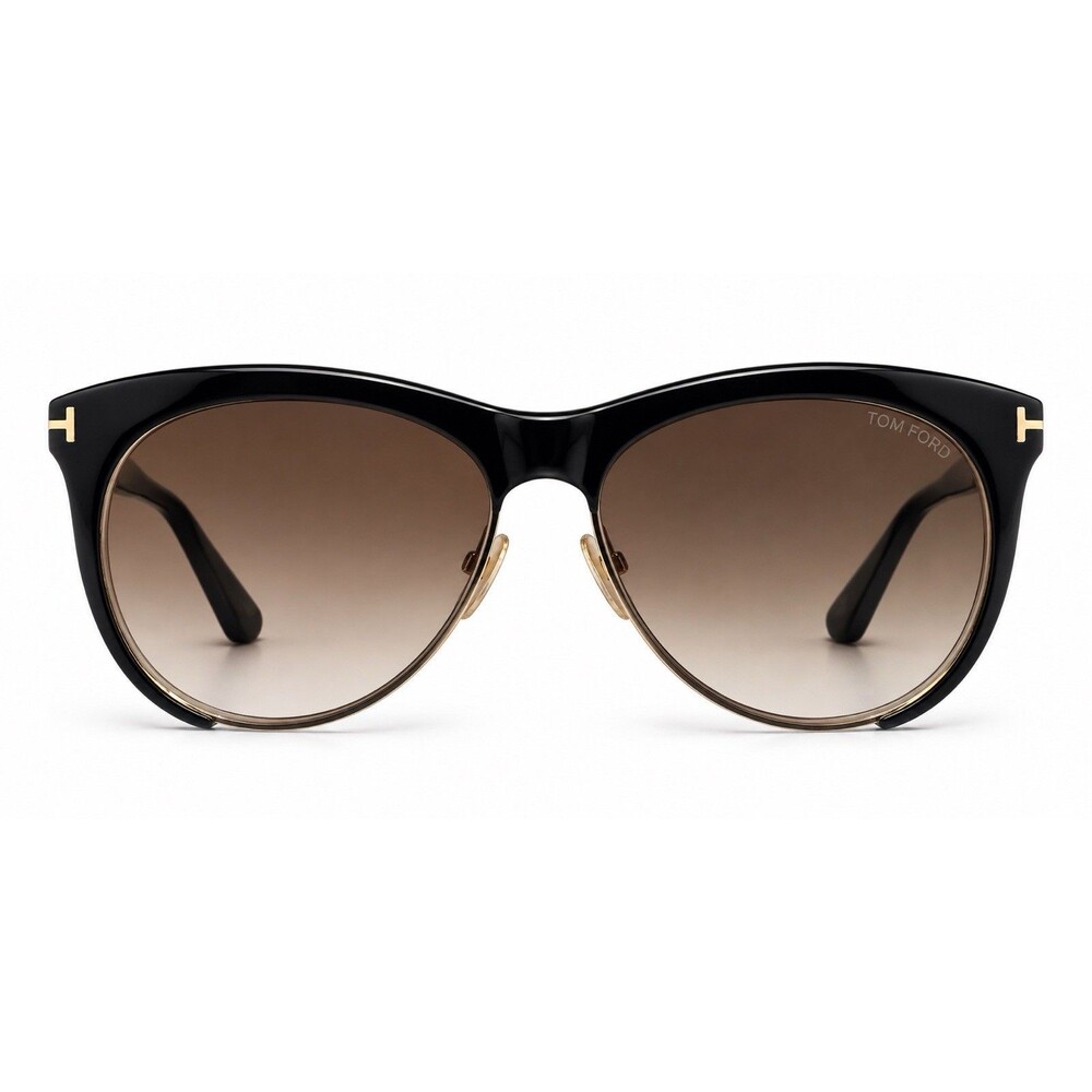 Tom Ford Leona TF365 01G Sunglasses Women Black Gold 59-12-140 With Case